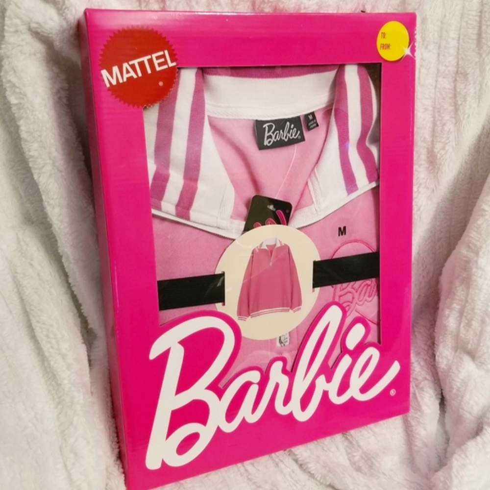 ❗Barbie Pink Quarter Zip Long Sleeve Sweatshirt in Mattel Doll Replica Box M❗